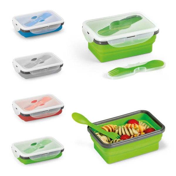 SAFFRON. Lunchbox. Faltbare hermetische Frischhaltebox aus Silikon und PP 640 mL